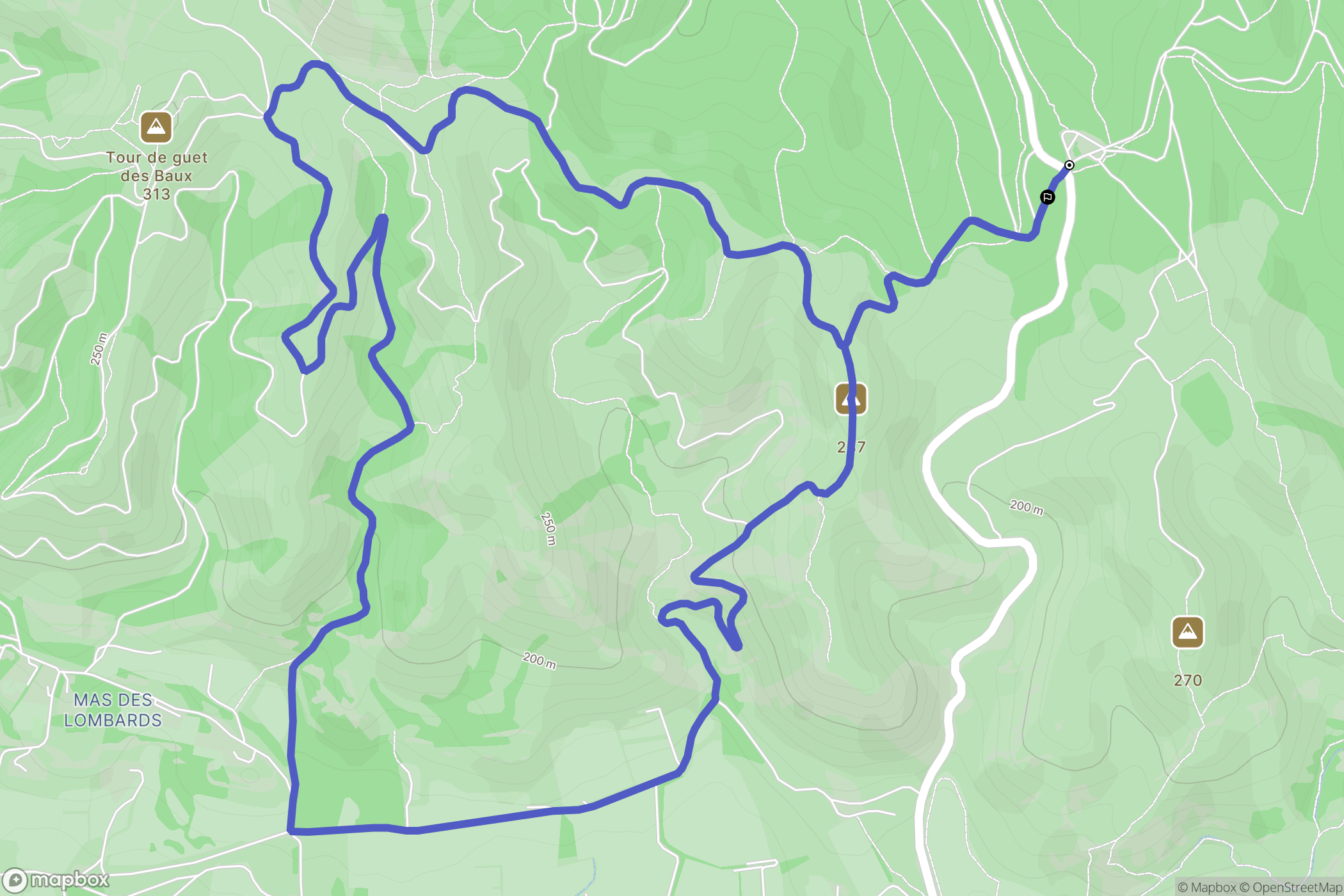 Saint-Rémy-de-Provence : carte du parcours de randonnée - France