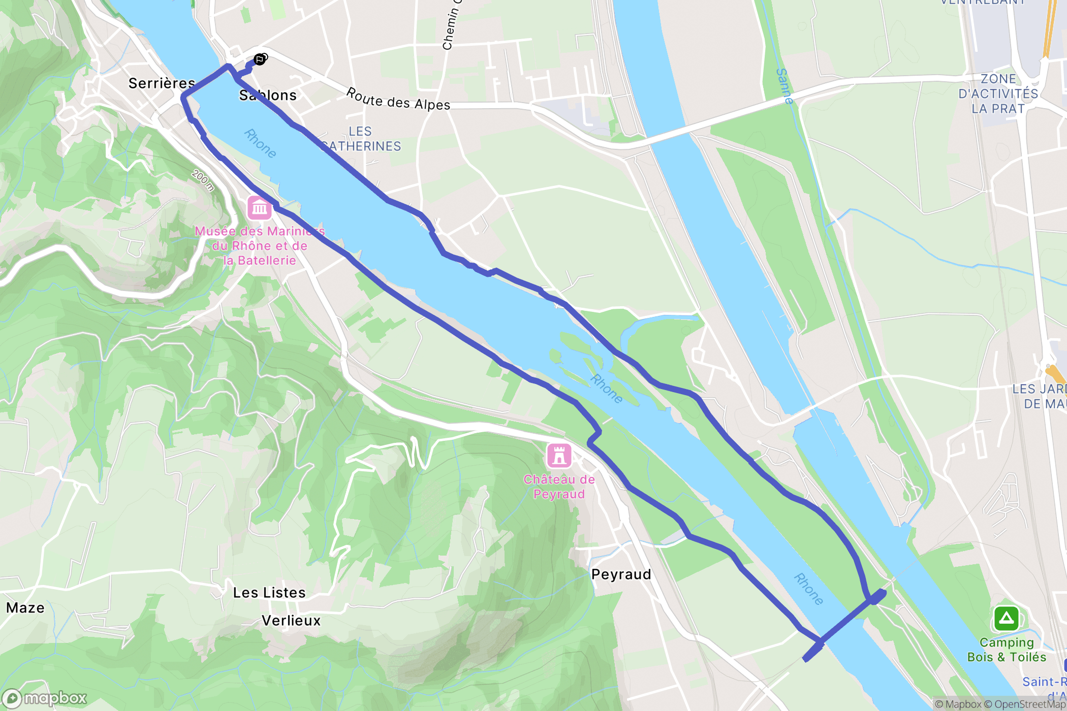 Sablons : carte du parcours de randonnée - France