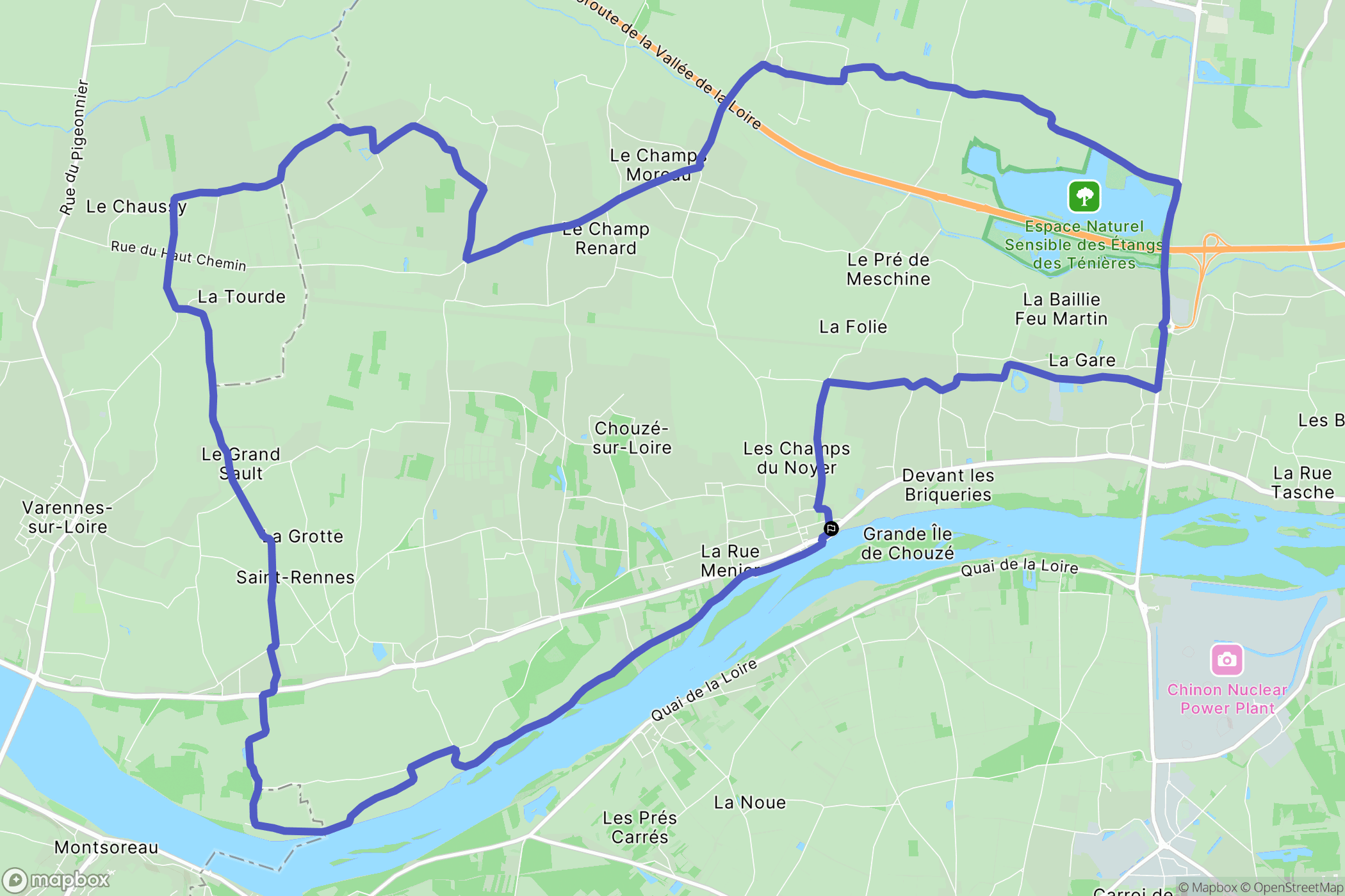 Chouzé-sur-Loire : carte du parcours de randonnée - France