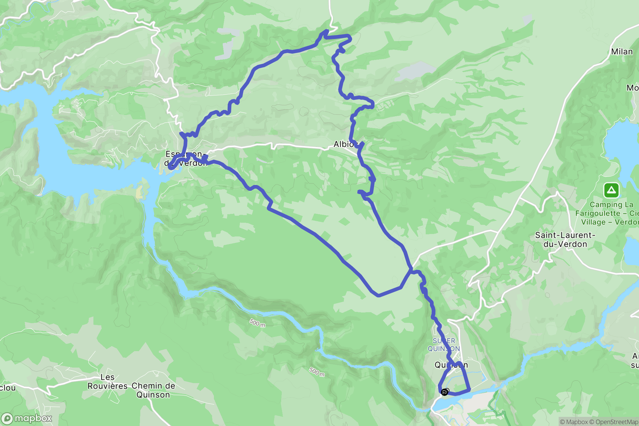 Quinson : carte du parcours de randonnée - France