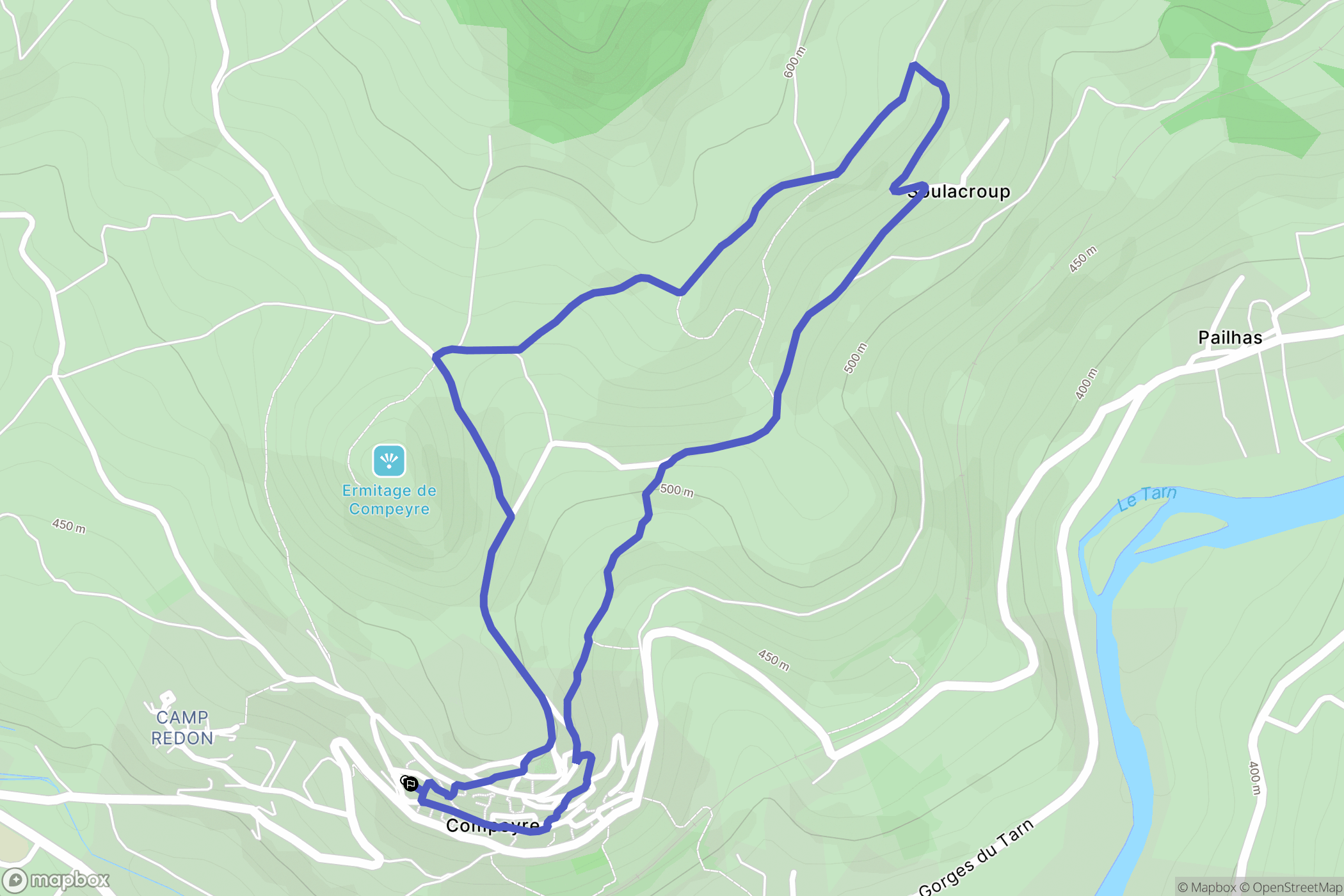 Compeyre : carte du parcours de randonnée - France