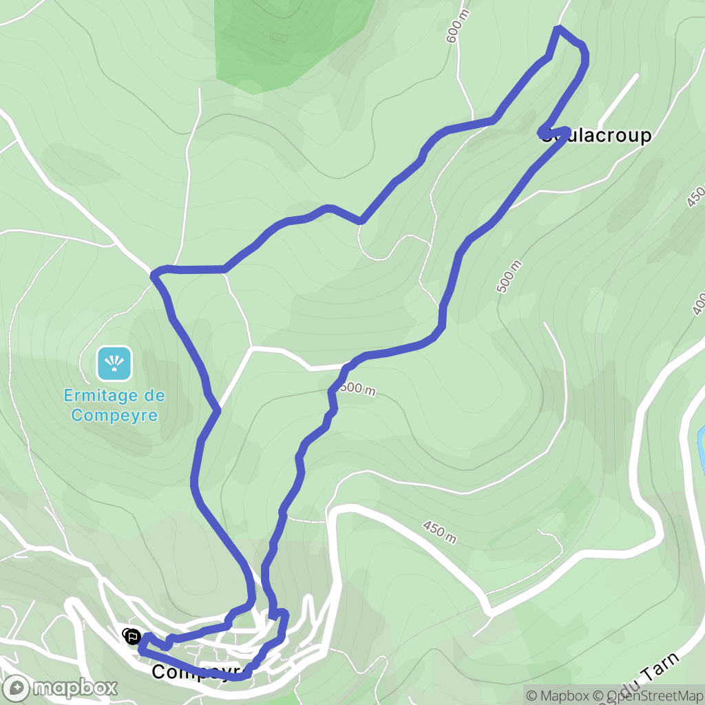 Compeyre : carte du parcours de randonnée - France