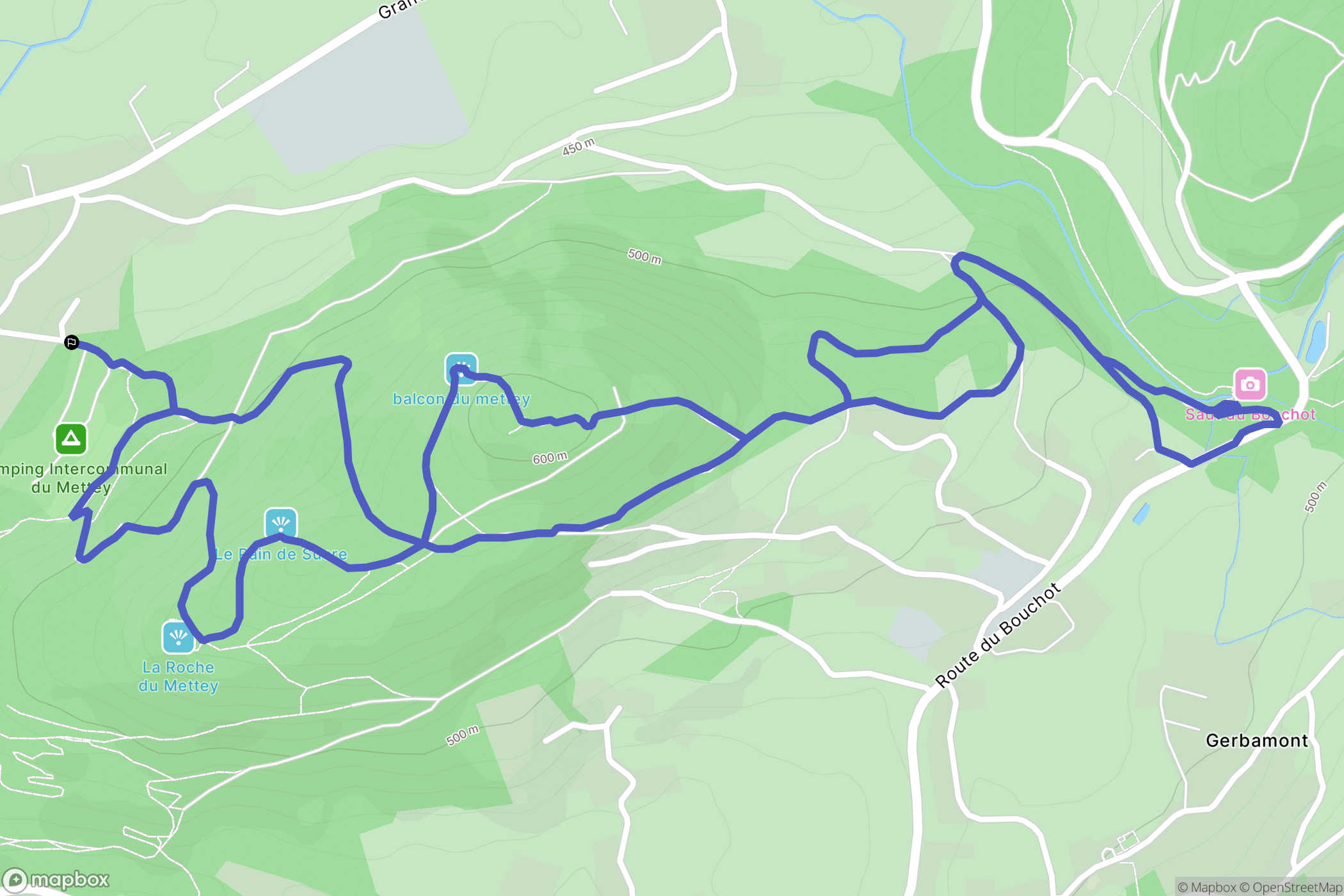 Vagney : carte du parcours de randonnée - France