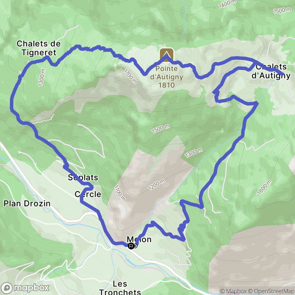 Abondance : carte du parcours de randonnée - France
