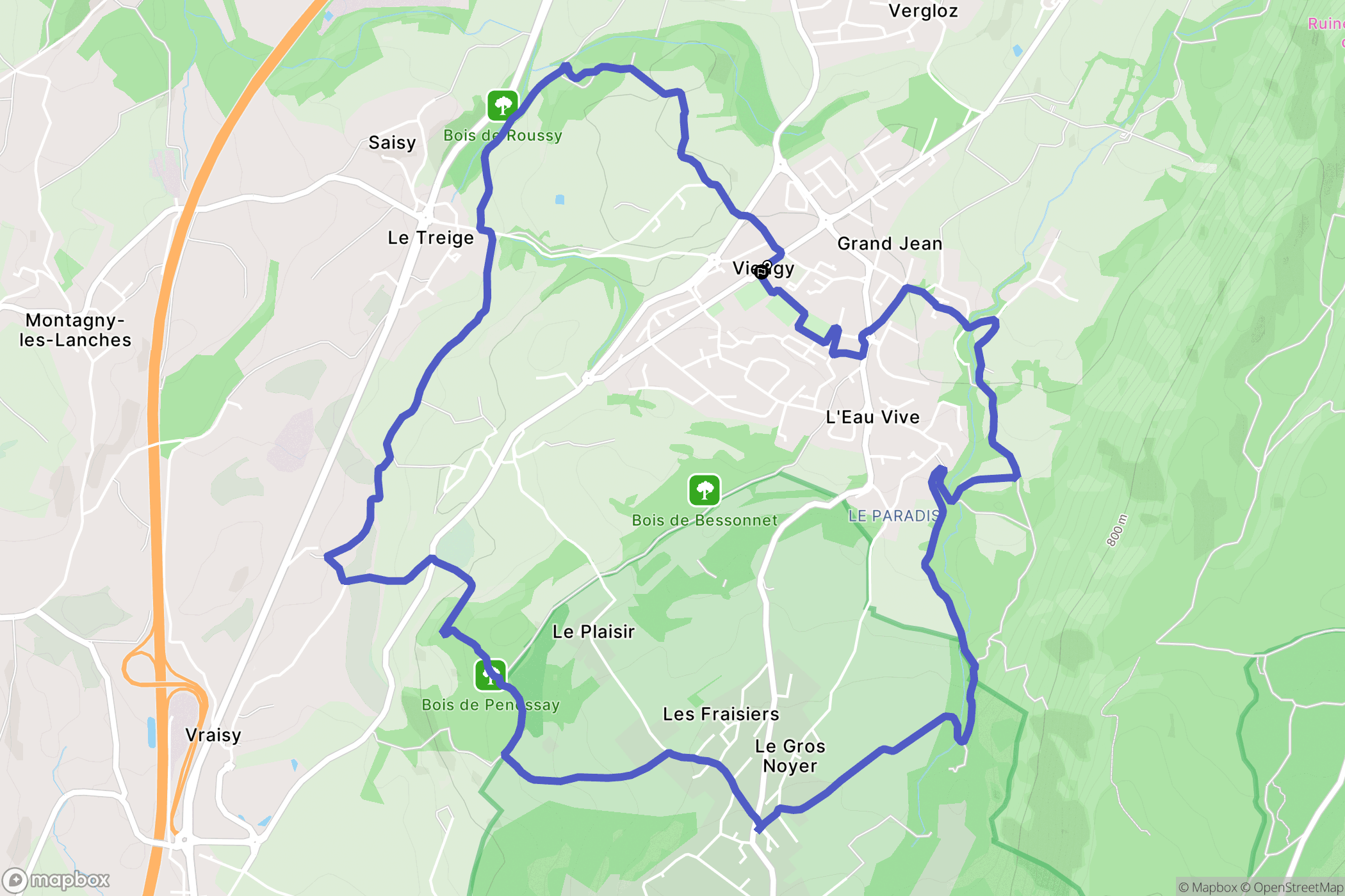 Annecy : carte du parcours de randonnée - France