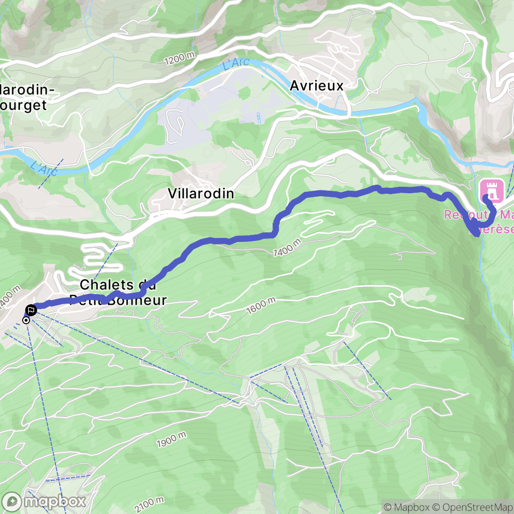 Villarodin-Bourget : carte du parcours de randonnée - France