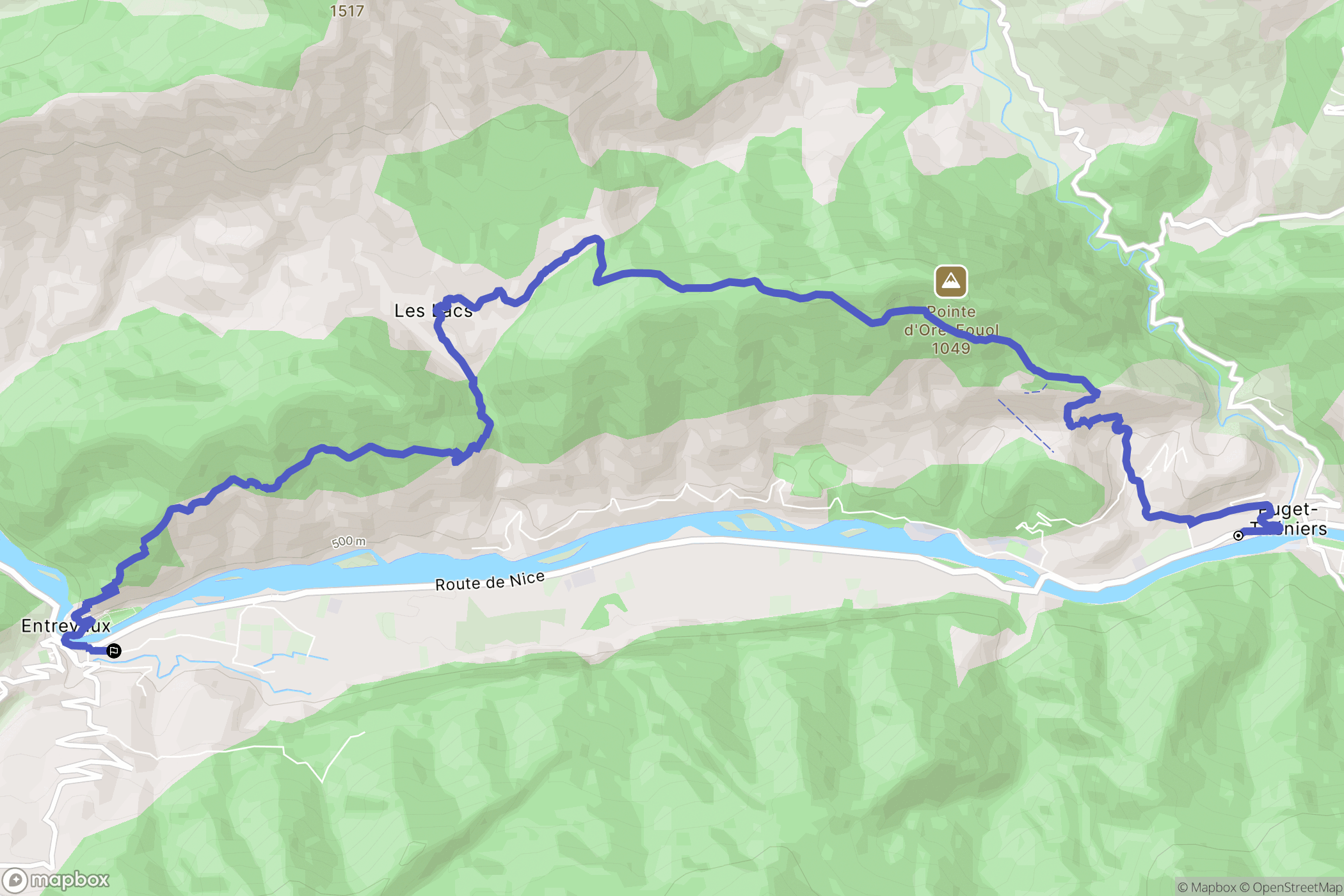 Puget-Théniers : carte du parcours de randonnée - France