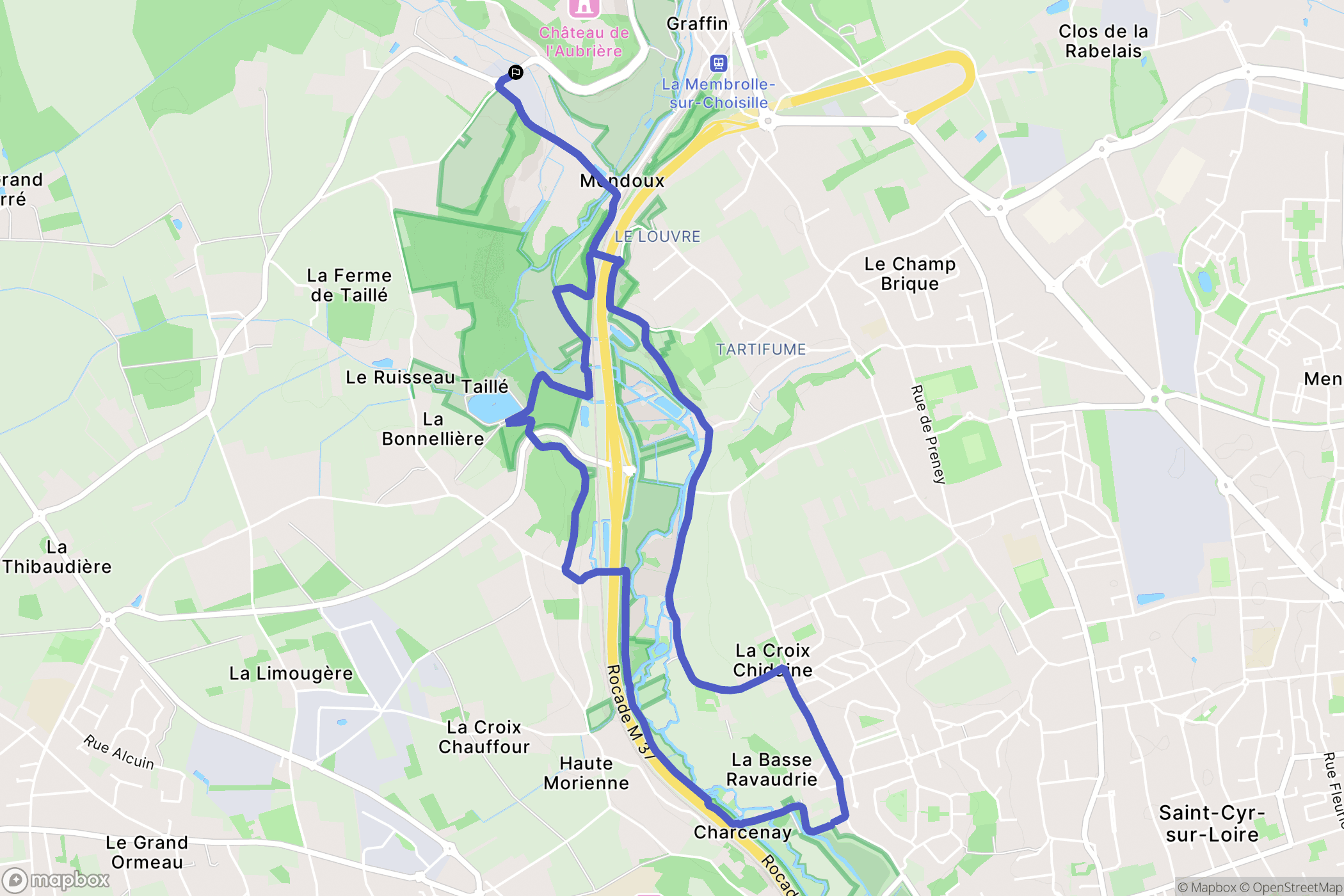 Fondettes : carte du parcours de randonnée - France