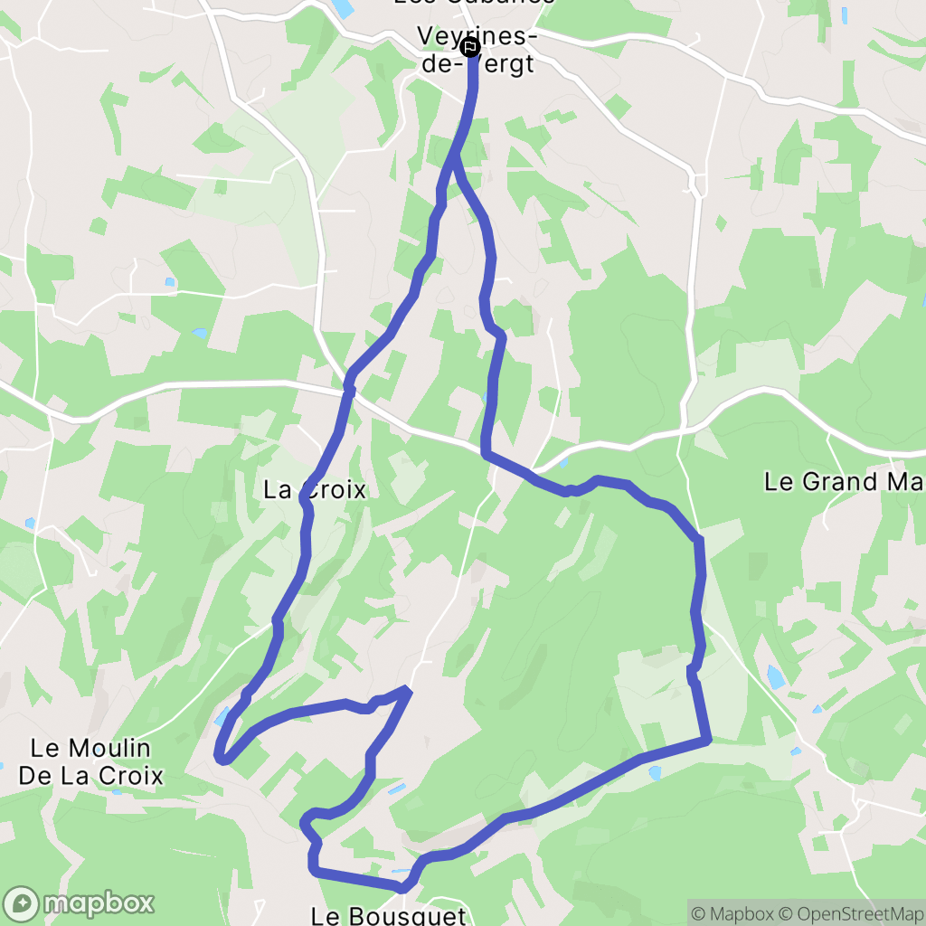 Veyrines-de-Vergt : carte du parcours de randonnée - France
