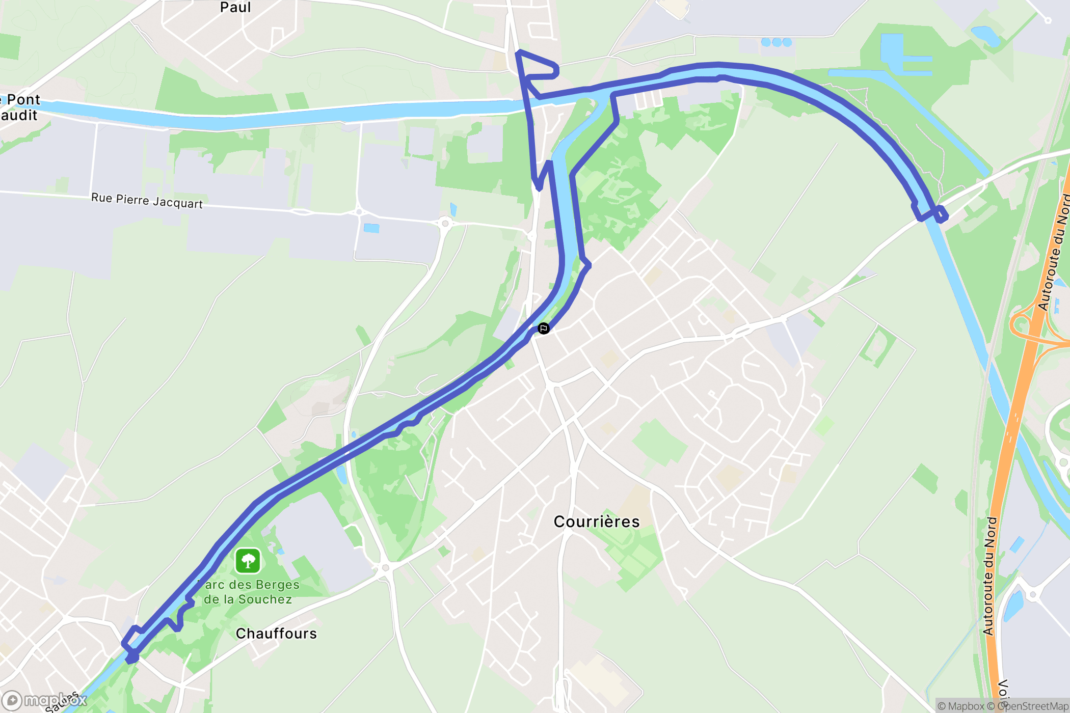 Courrières : carte du parcours de randonnée - France