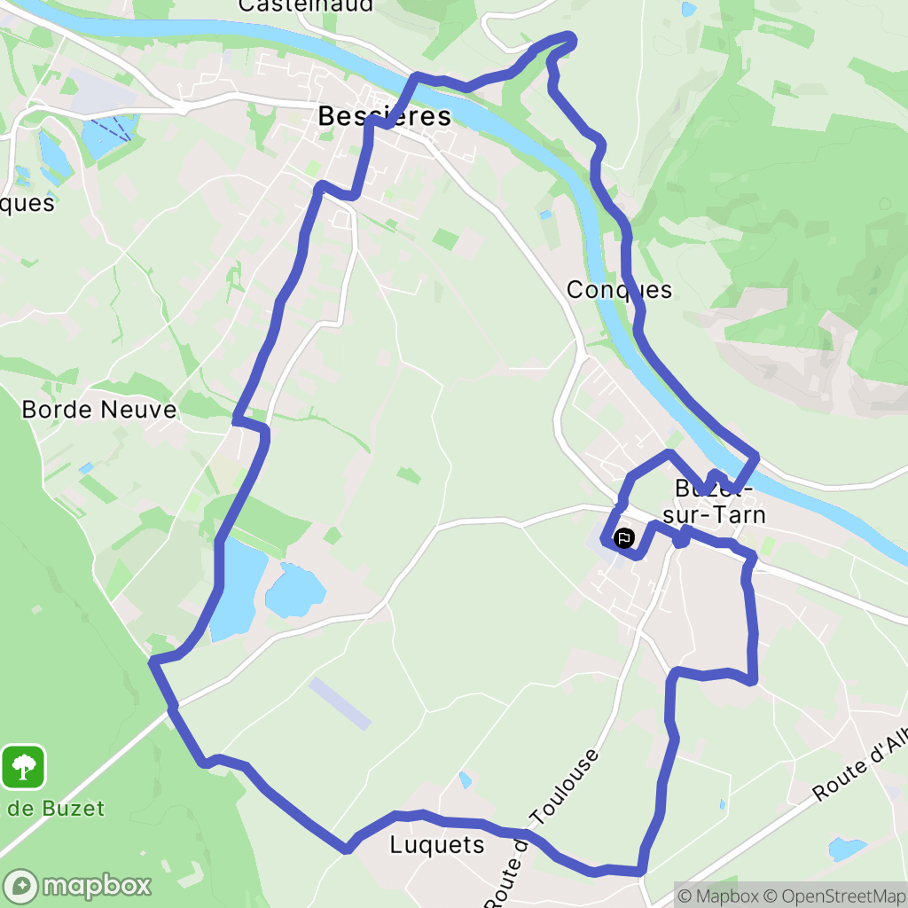 Buzet-sur-Tarn : carte du parcours de randonnée - France