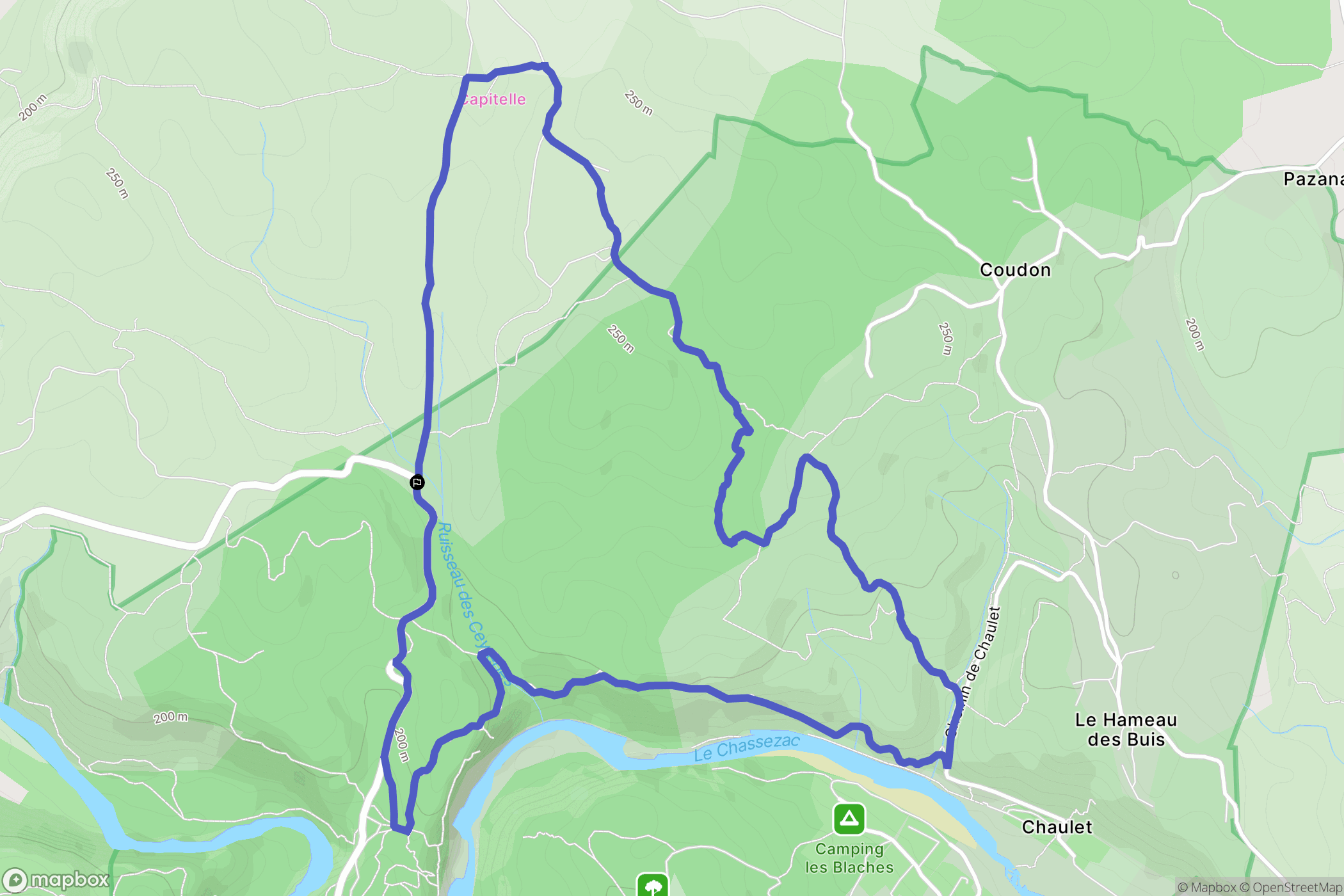Berrias-et-Casteljau : carte du parcours de randonnée - France