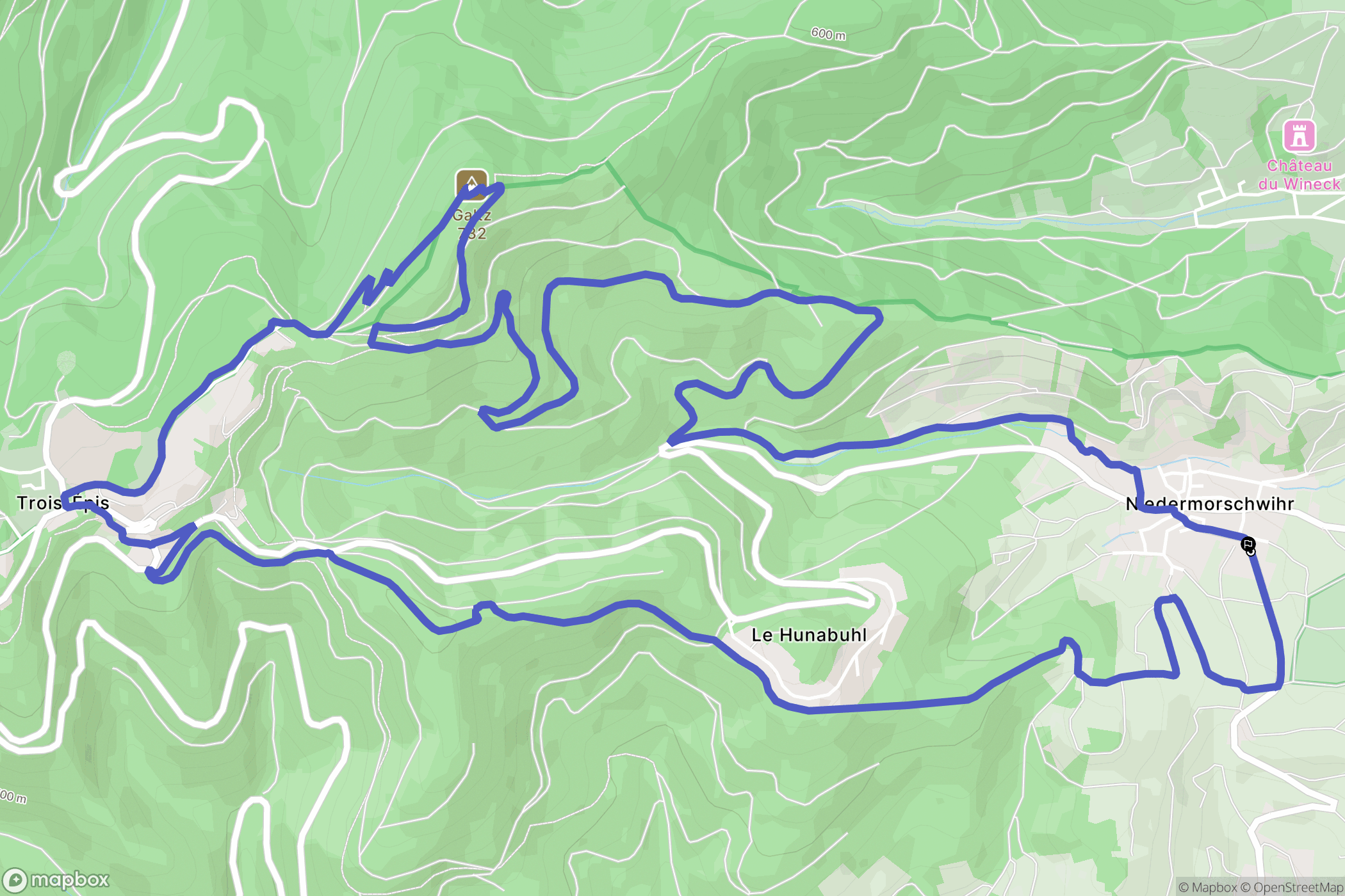 Niedermorschwihr : carte du parcours de randonnée - France