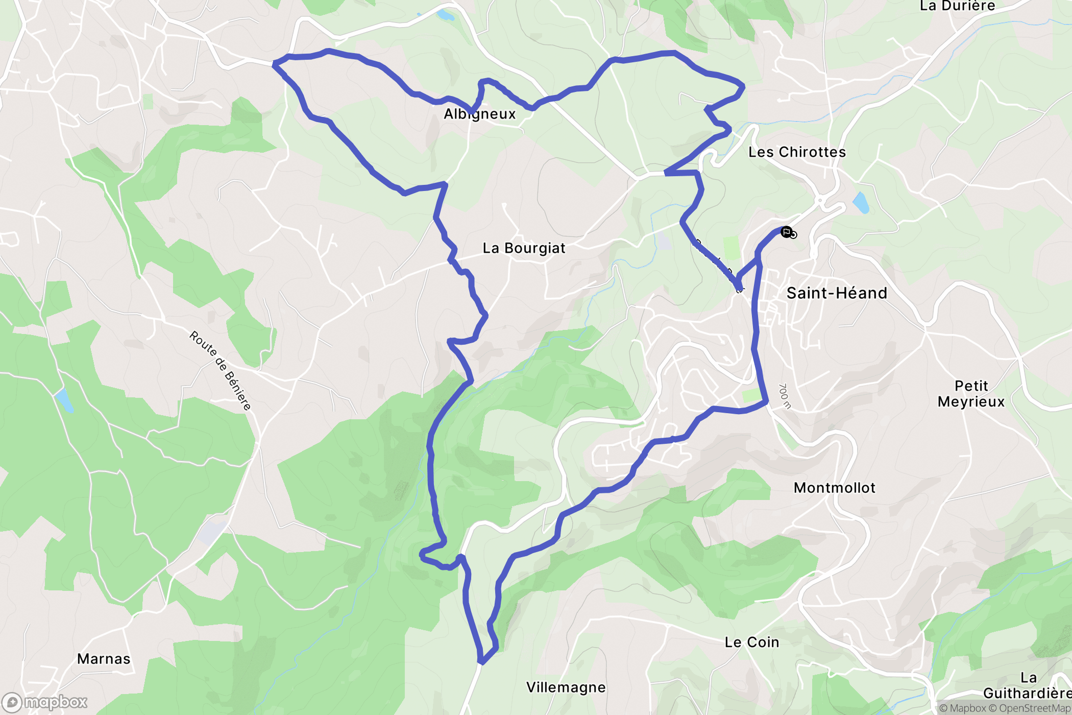 Saint-Héand : carte du parcours de randonnée - France
