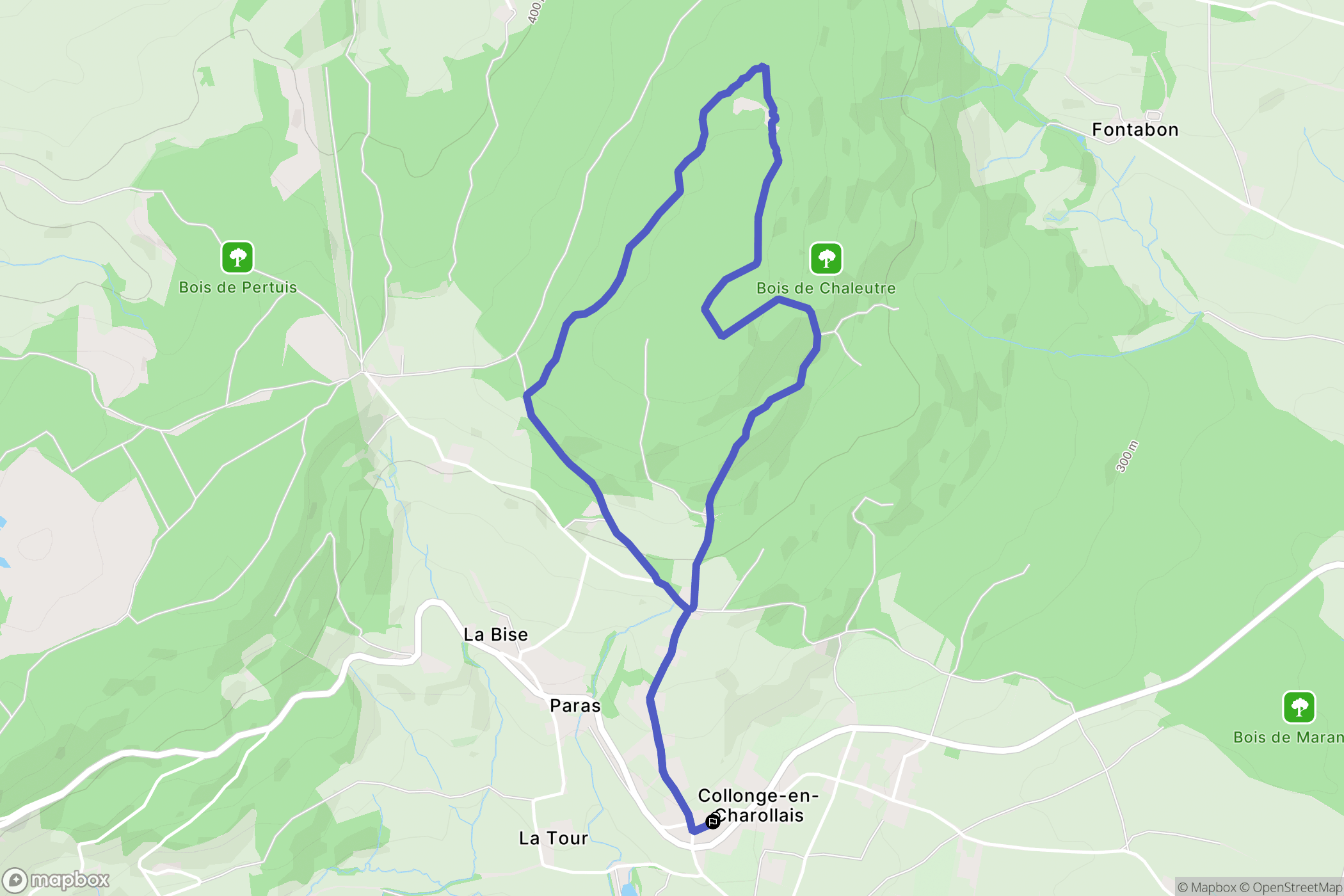 Collonge-en-Charollais : carte du parcours de randonnée - France