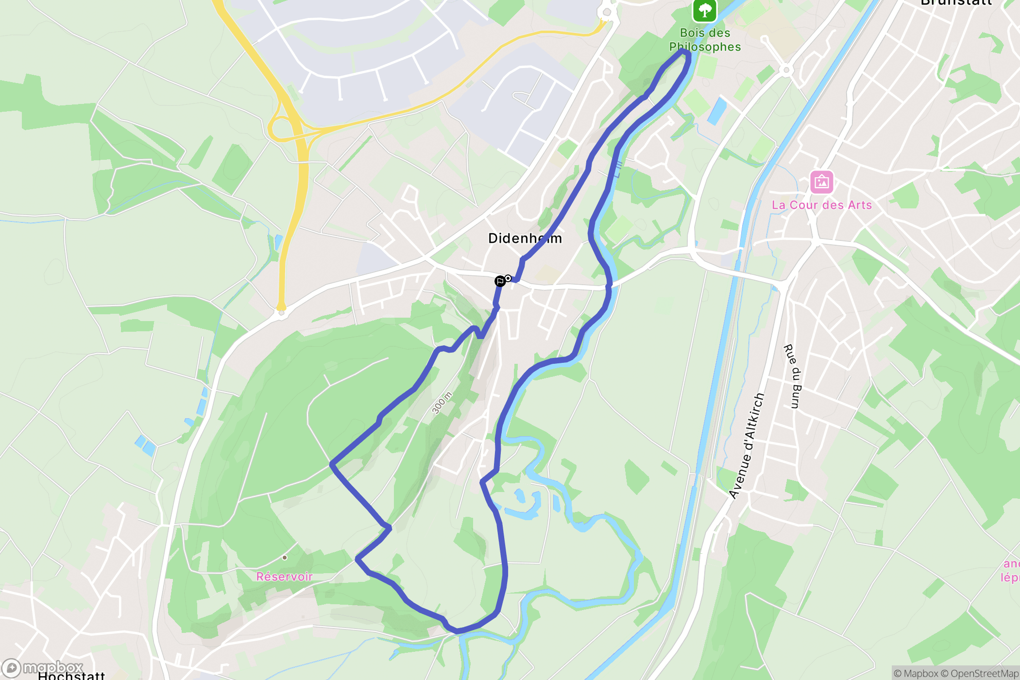 Brunstatt-Didenheim : carte du parcours de randonnée - France