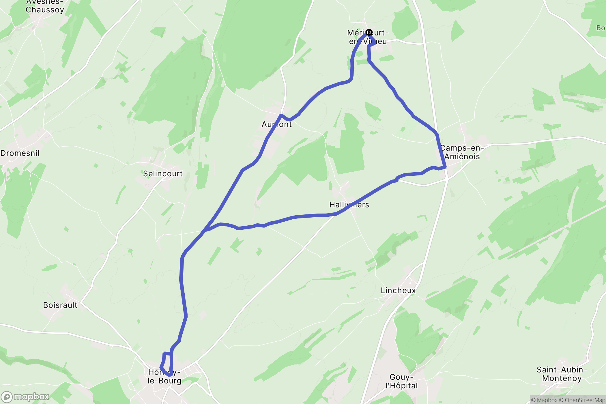 Méricourt-en-Vimeu : carte du parcours de randonnée - France