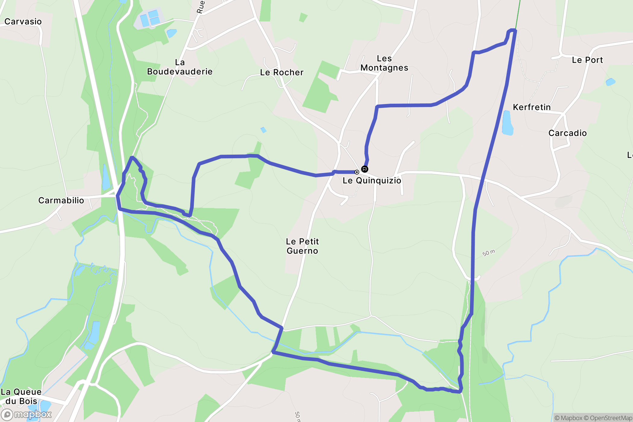 Molac : carte du parcours de randonnée - France