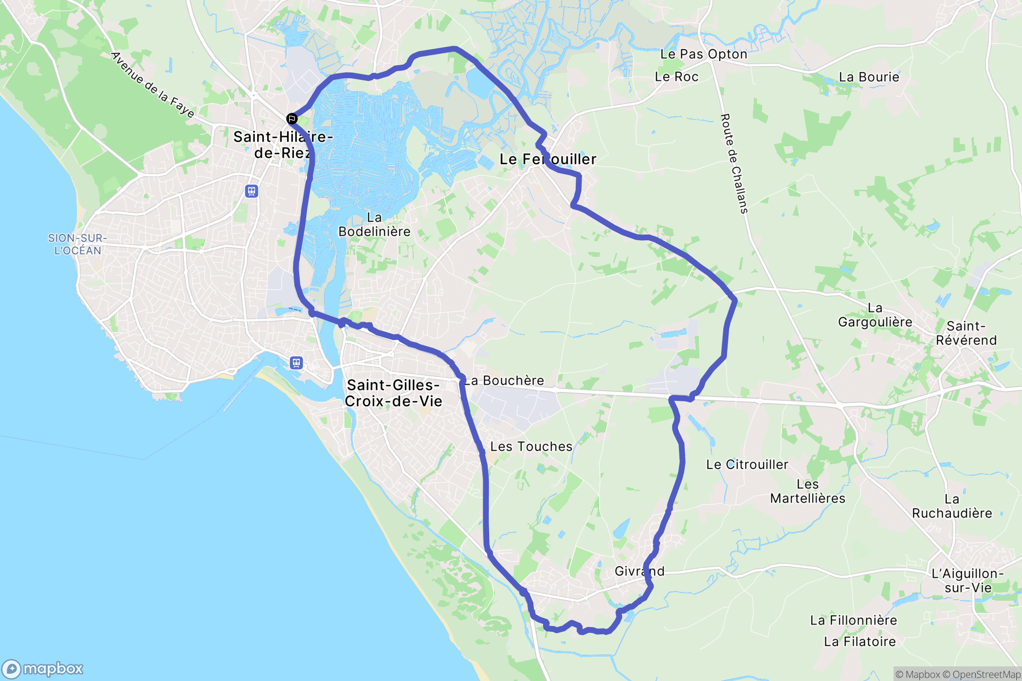 Saint-Hilaire-de-Riez : carte du parcours de randonnée - France