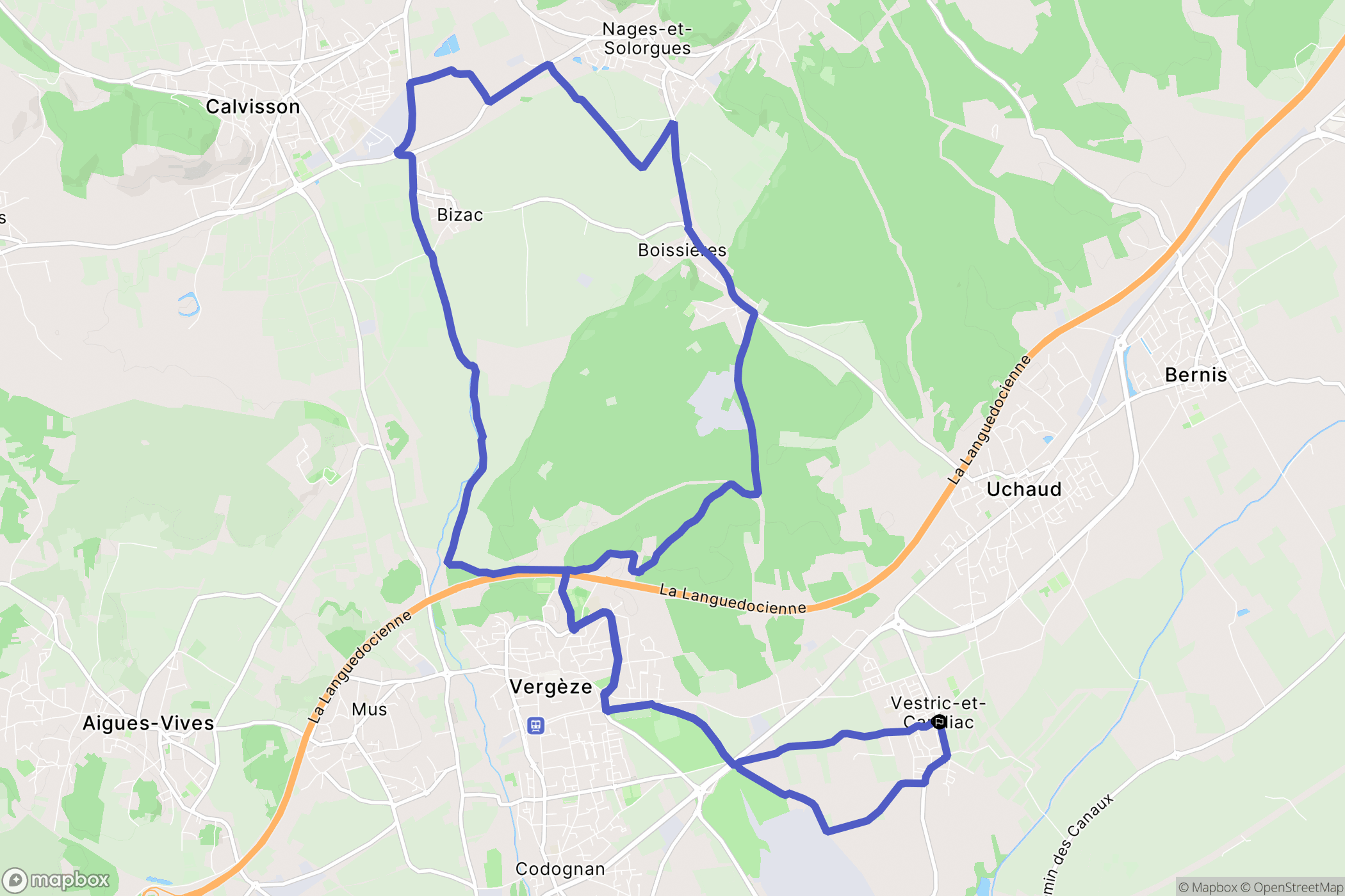 Vestric-et-Candiac : carte du parcours de randonnée - France
