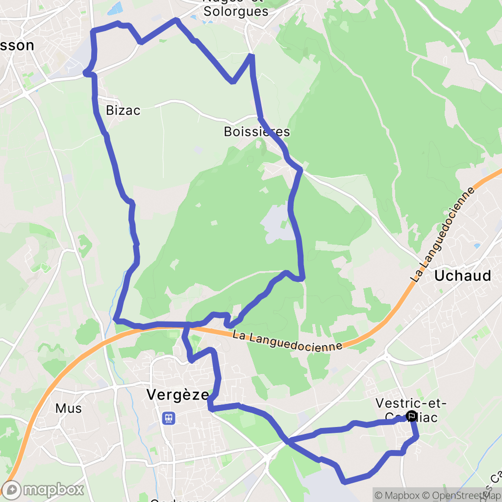 Vestric-et-Candiac : carte du parcours de randonnée - France