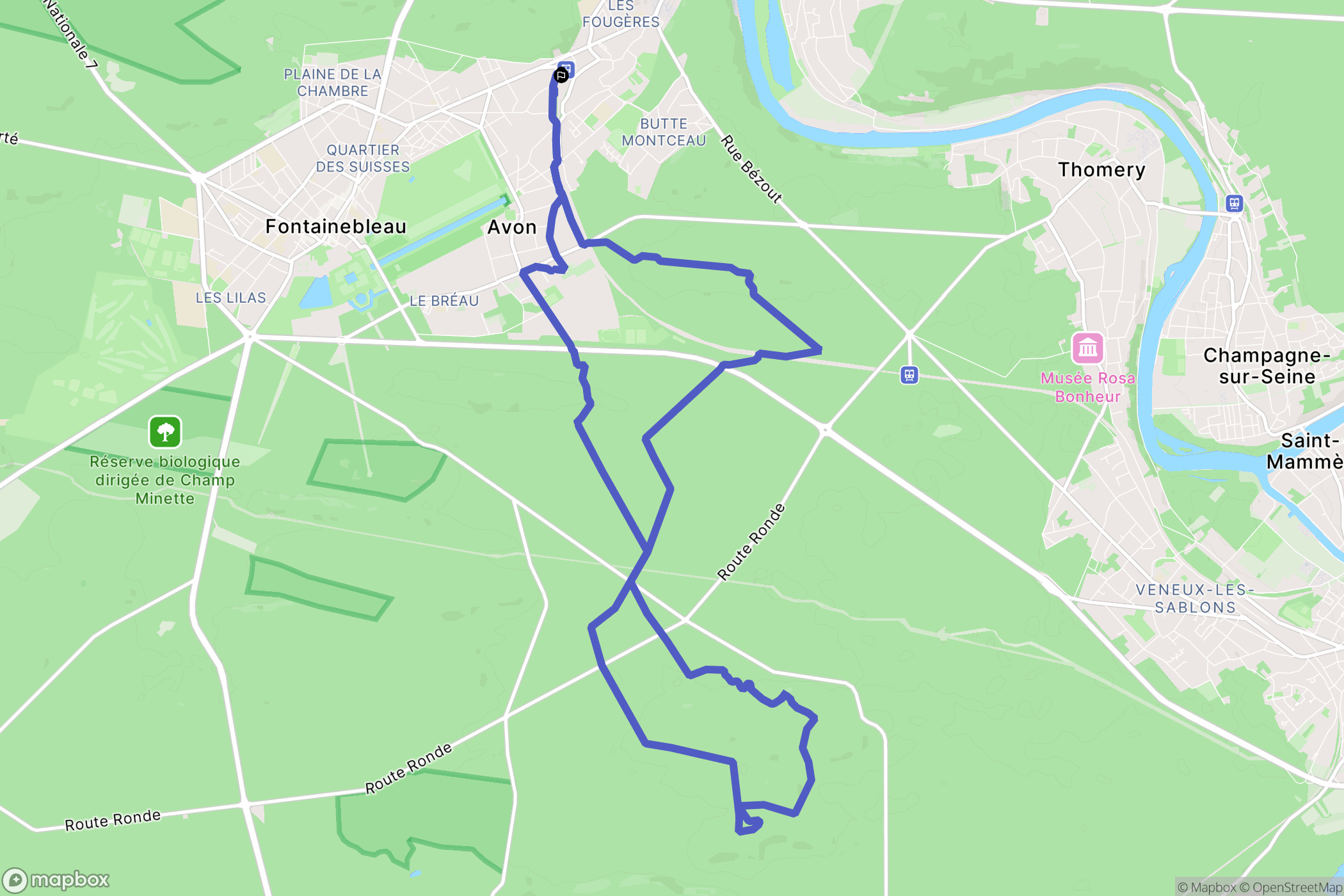 Avon : carte du parcours de randonnée - France
