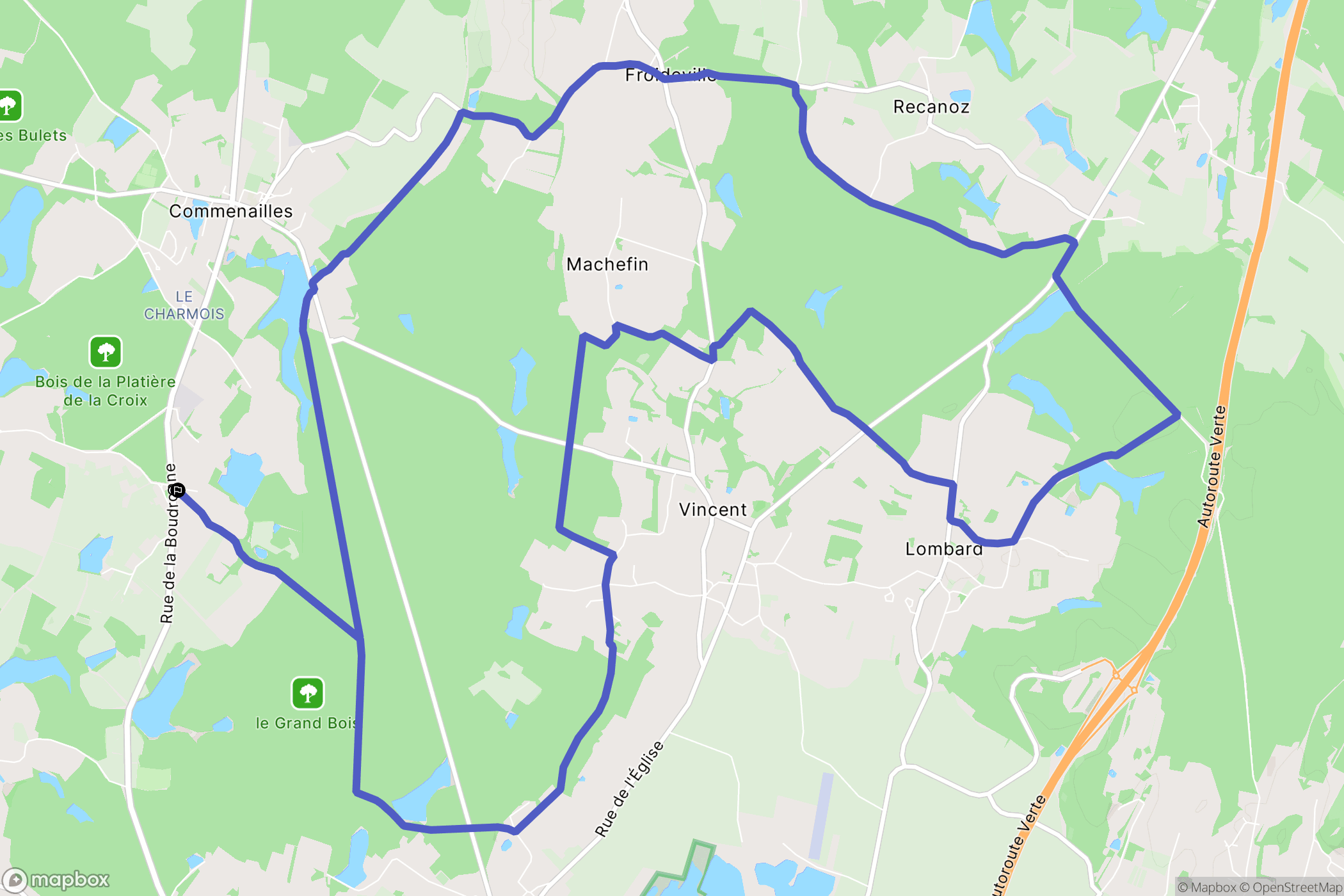 Commenailles : carte du parcours de randonnée - France
