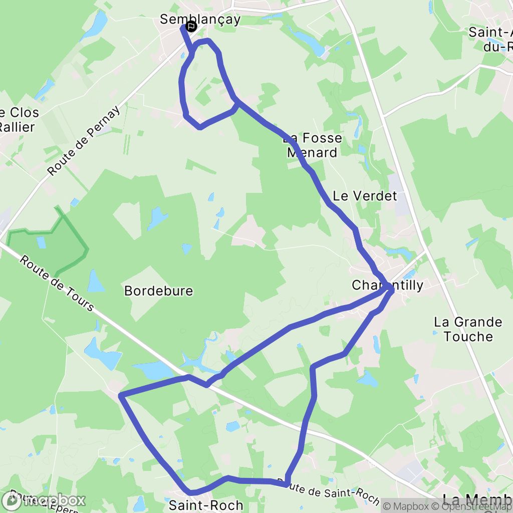 Semblançay : carte du parcours de randonnée - France