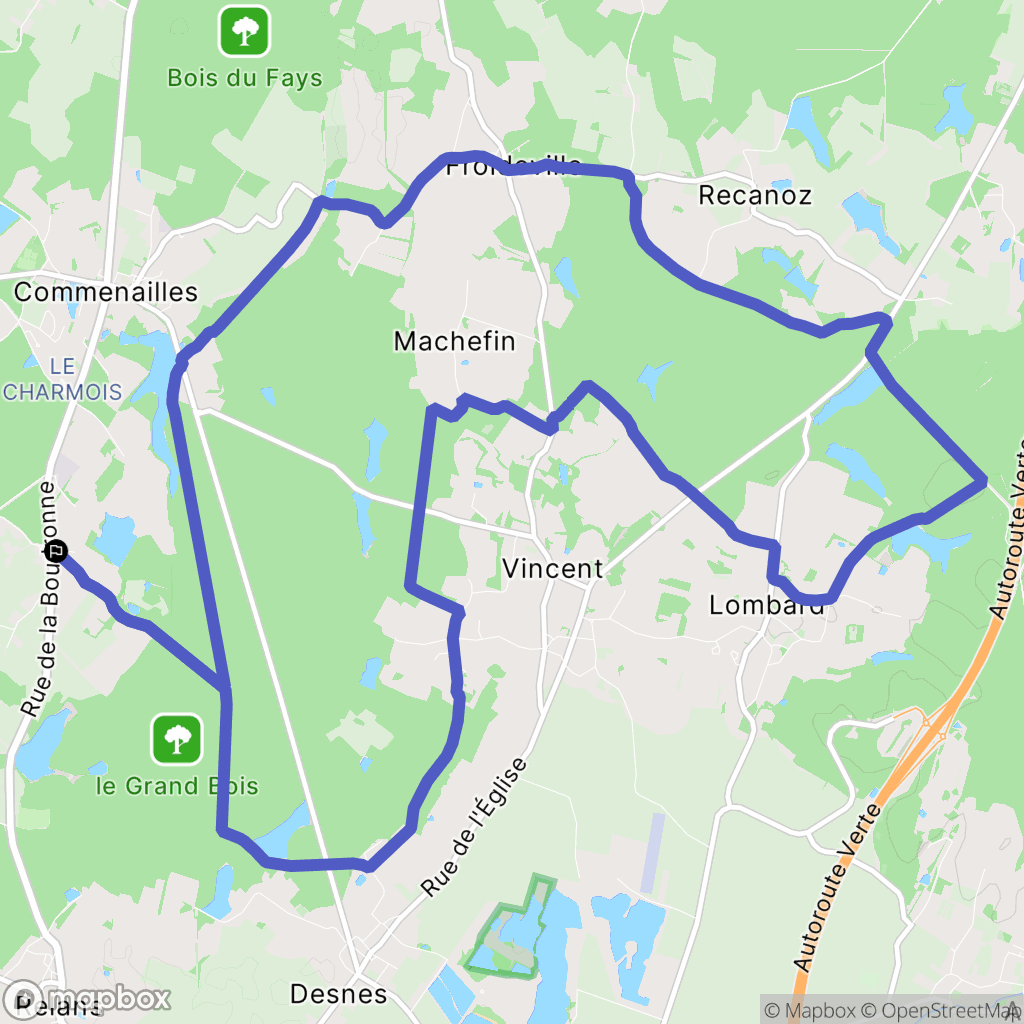 Commenailles : carte du parcours de randonnée - France