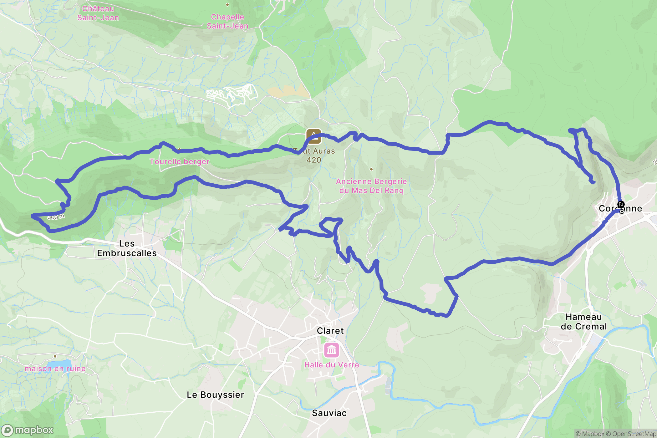 Corconne : carte du parcours de randonnée - France