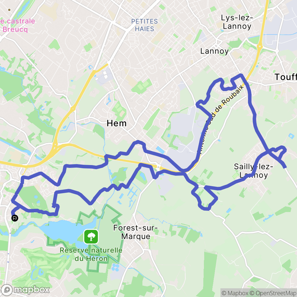 Villeneuve-d'Ascq : carte du parcours de randonnée - France