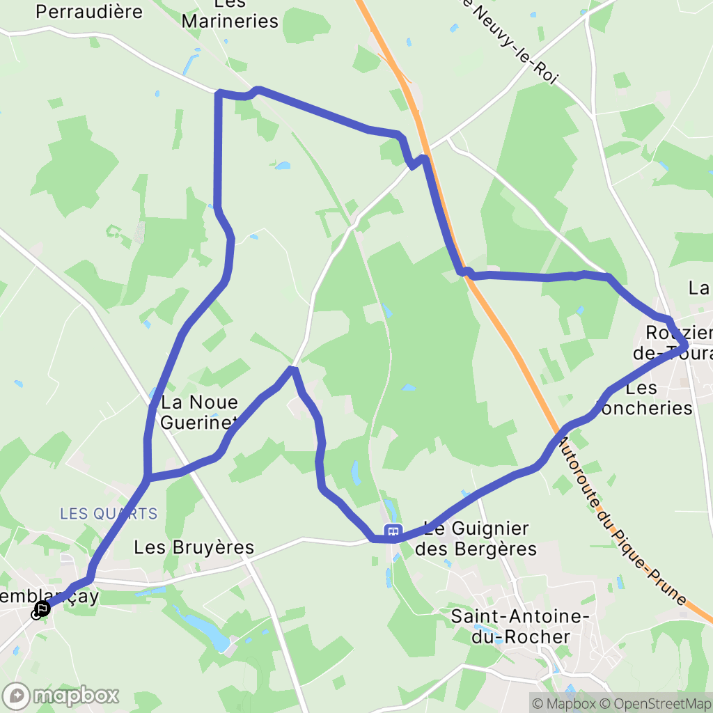 Semblançay : carte du parcours de randonnée - France
