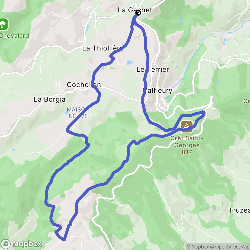 Valfleury : carte du parcours de randonnée - France
