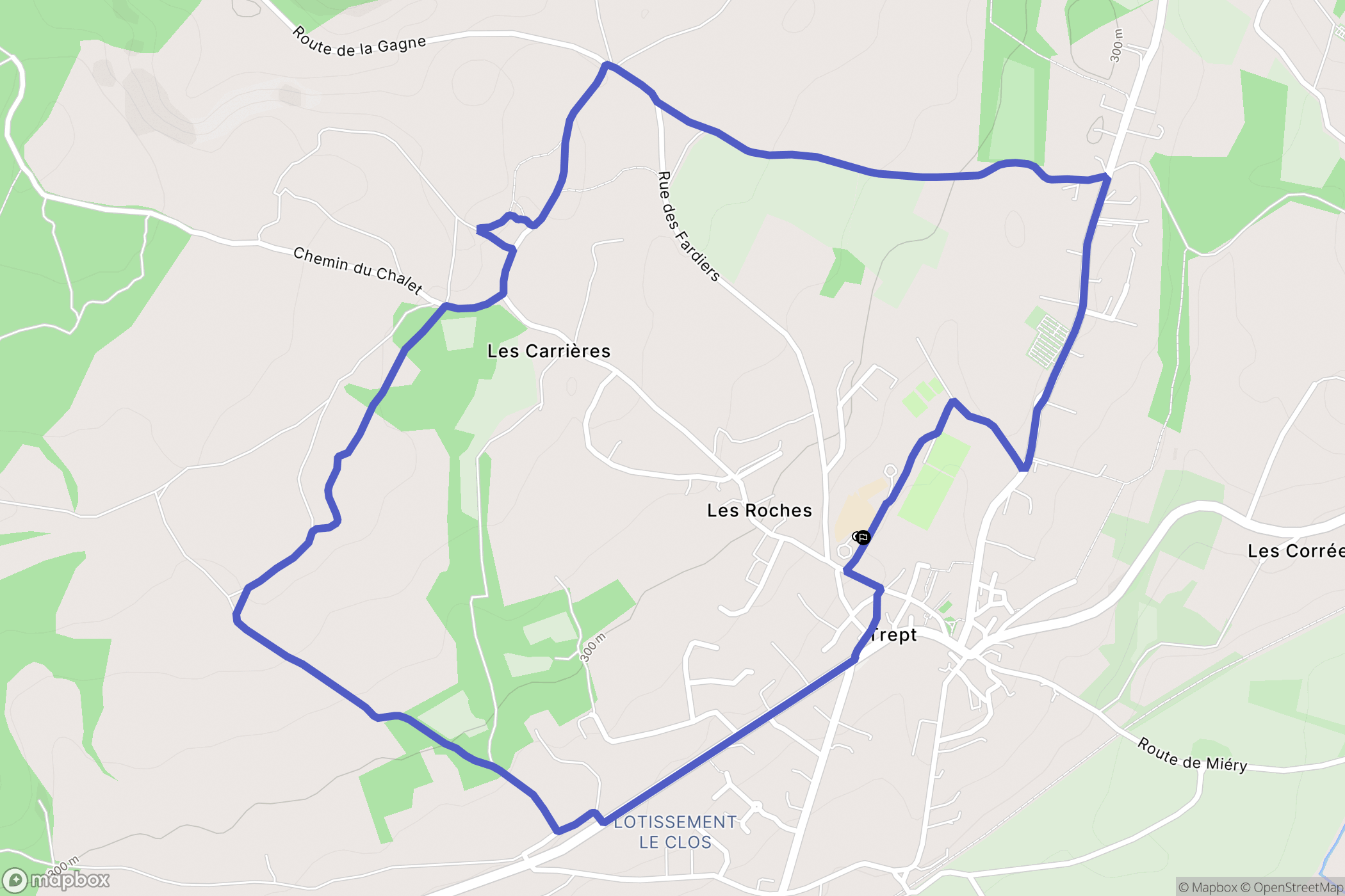 Trept : carte du parcours de randonnée - France