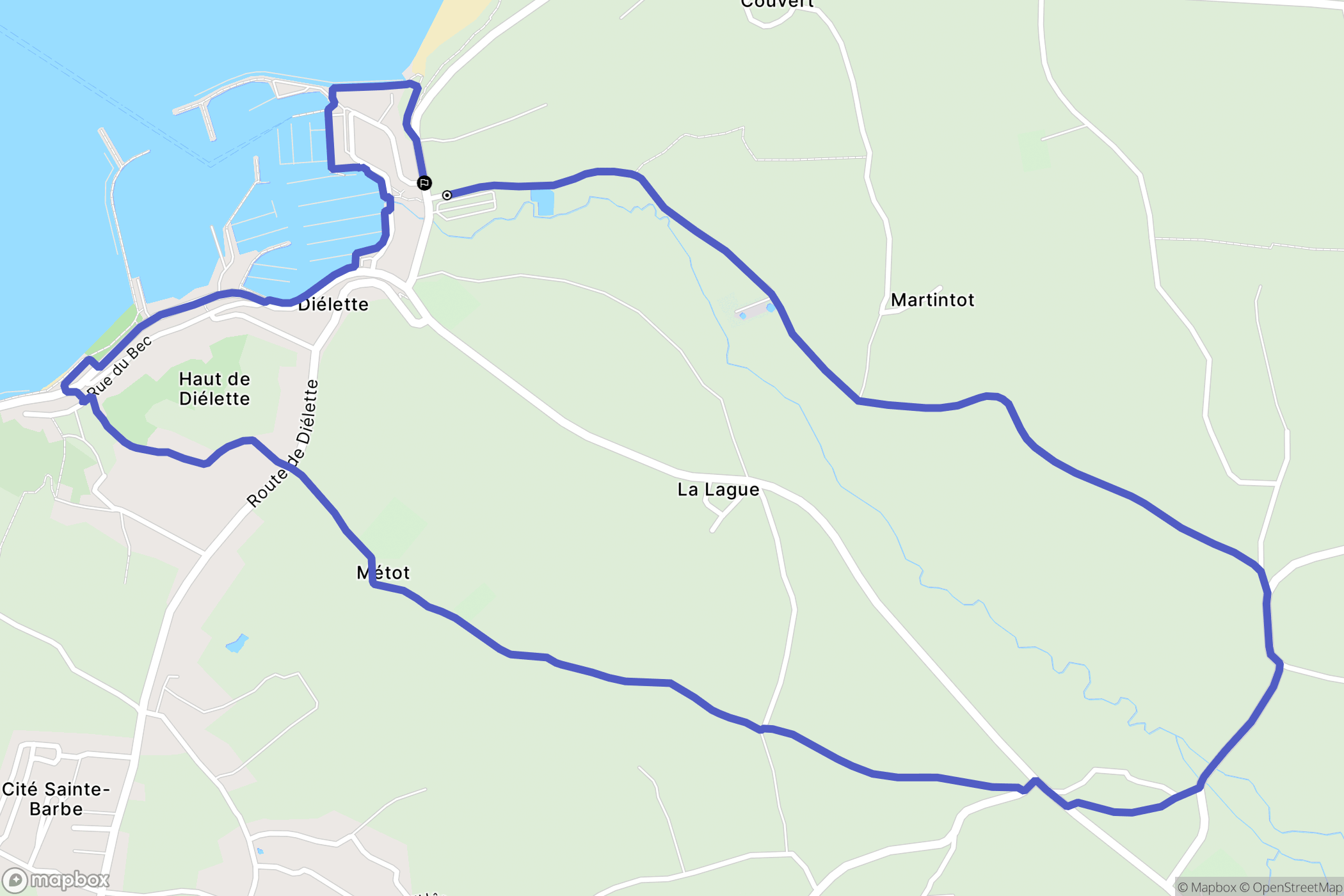 Tréauville : carte du parcours de randonnée - France