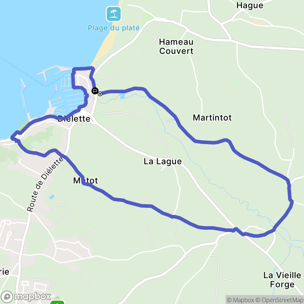 Tréauville : carte du parcours de randonnée - France