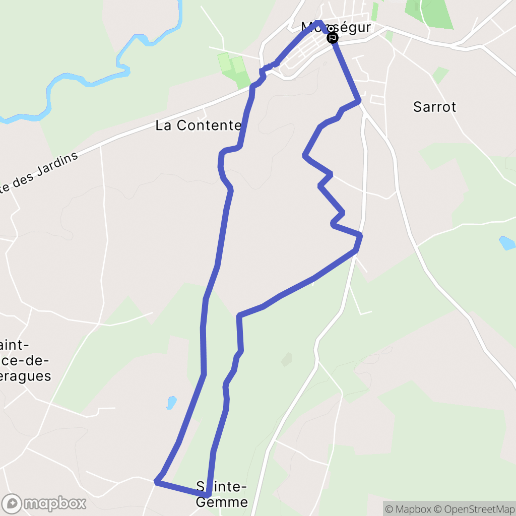 Monségur : carte du parcours de randonnée - France