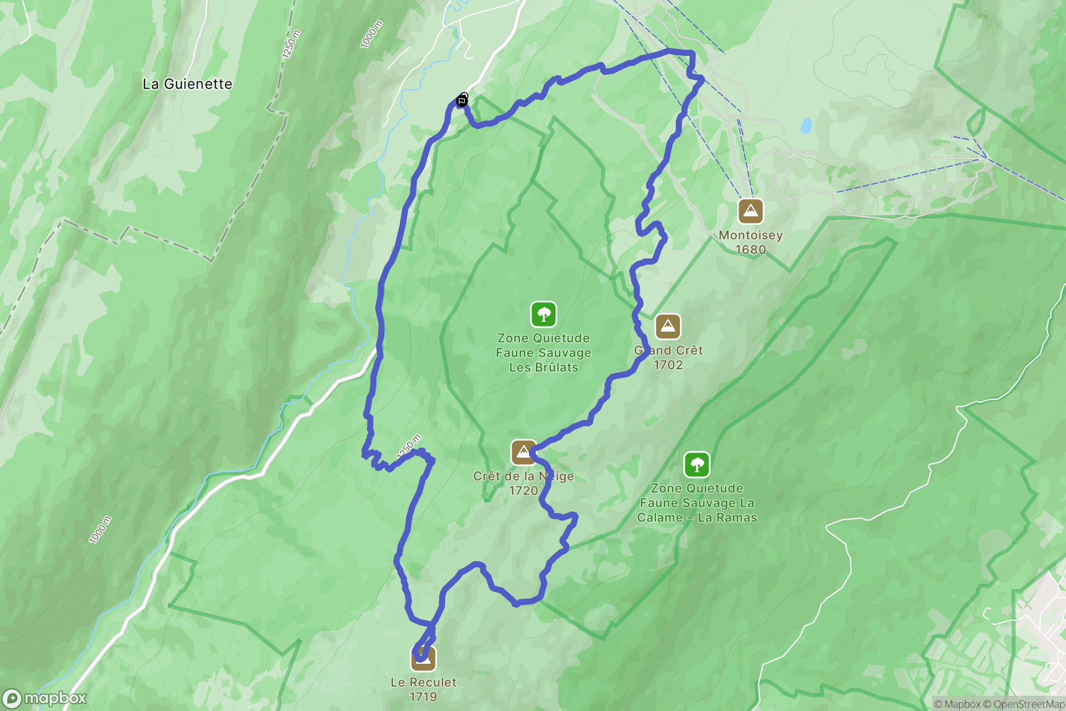 Lélex : carte du parcours de randonnée - France