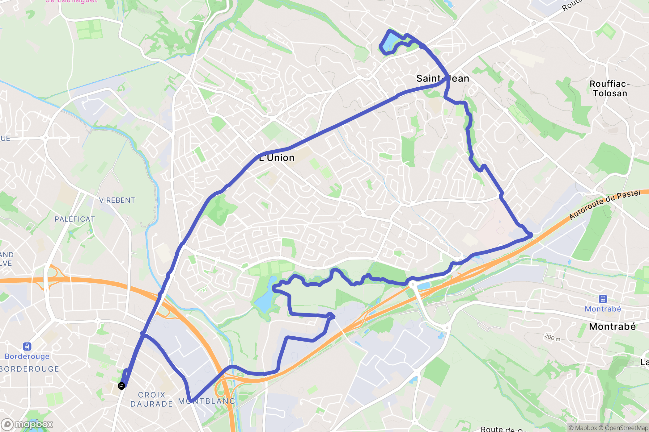 Toulouse : carte du parcours de randonnée - France