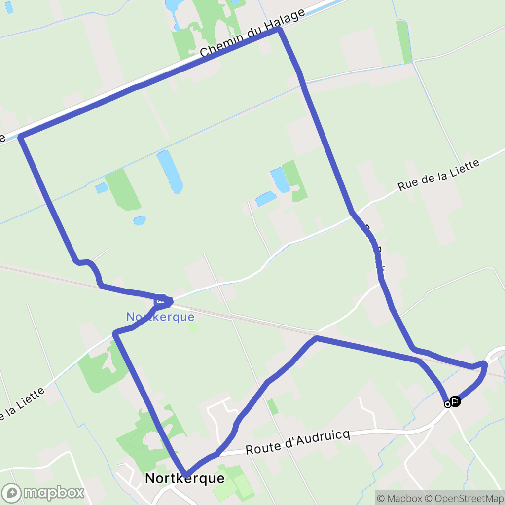 Nortkerque : carte du parcours de randonnée - France