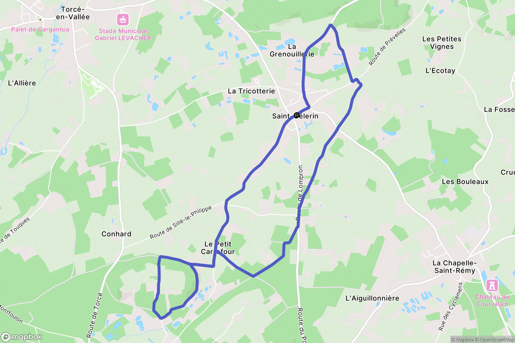 Saint-Célerin : carte du parcours de randonnée - France