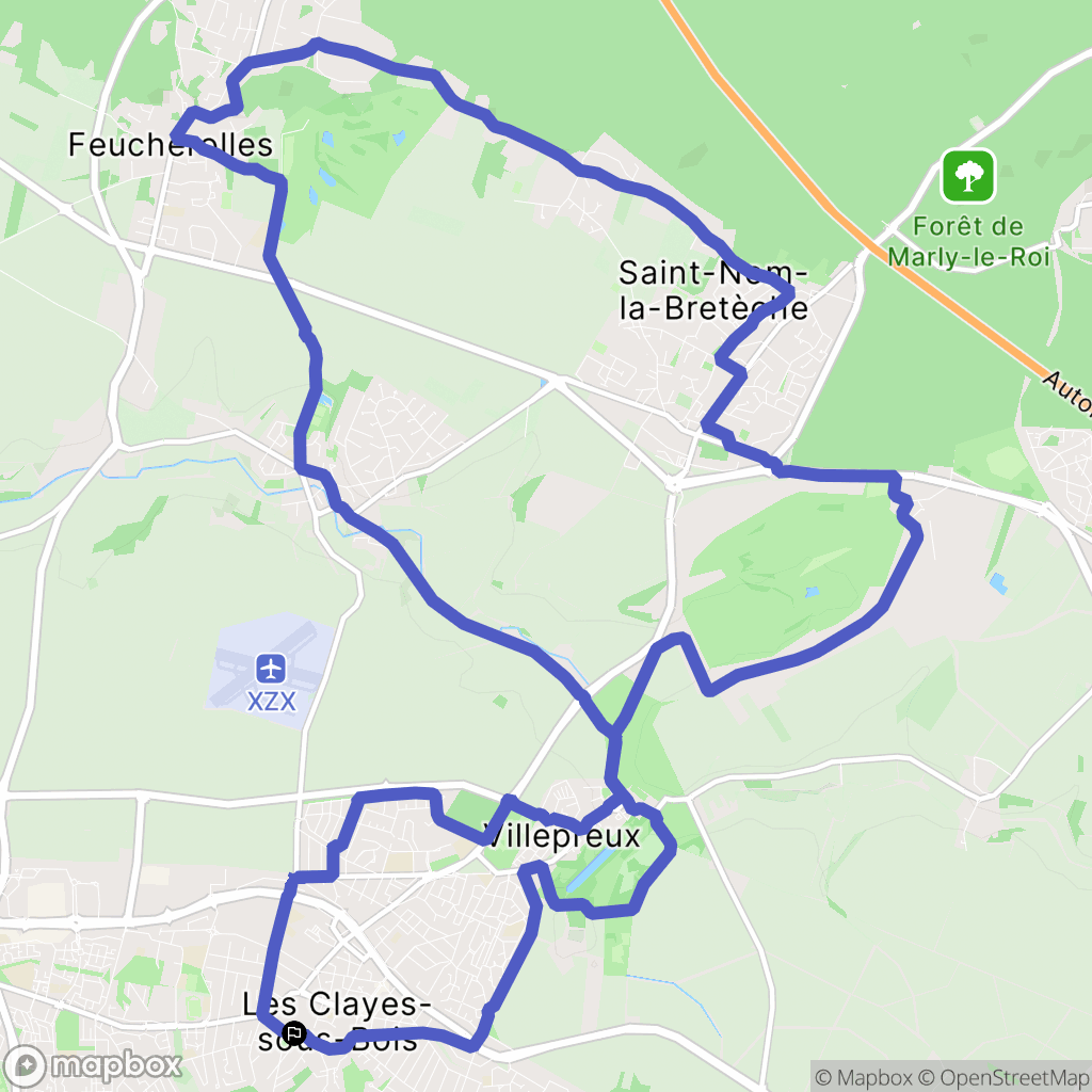 Les Clayes-sous-Bois : carte du parcours de randonnée - France