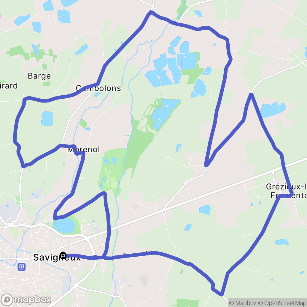 Savigneux : carte du parcours de randonnée - France