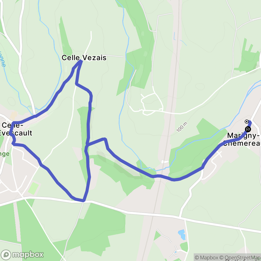 Marigny-Chemereau : carte du parcours de randonnée - France