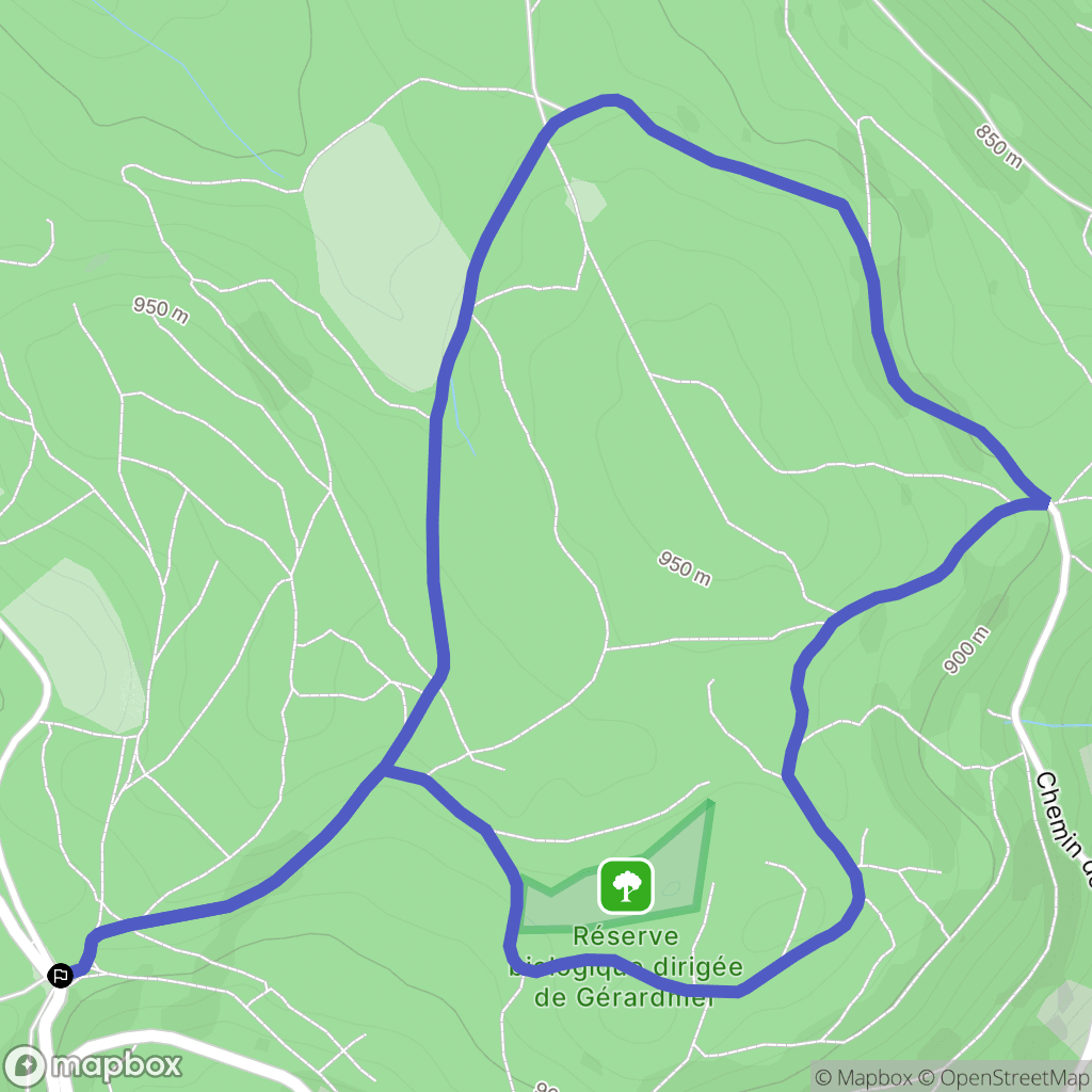 Gérardmer : carte du parcours de randonnée - France