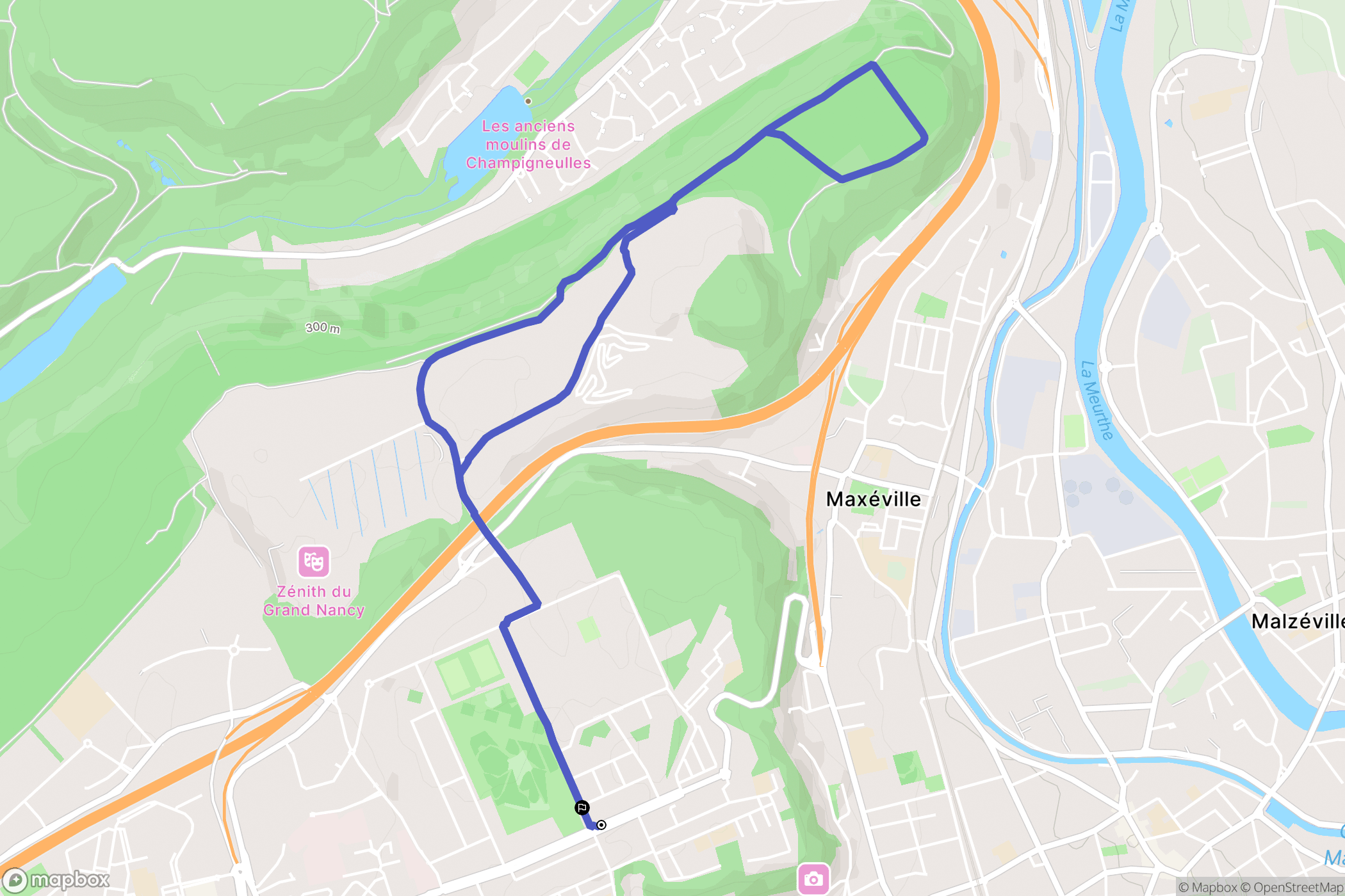 Nancy : carte du parcours de randonnée - France