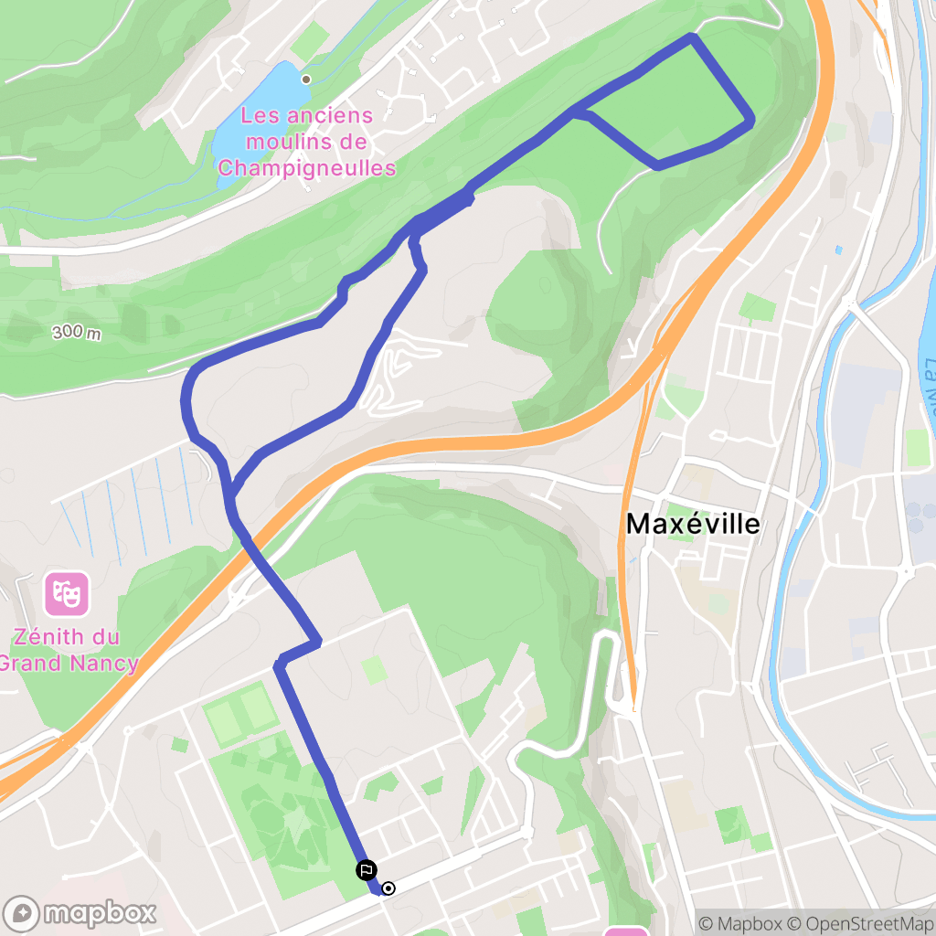 Nancy : carte du parcours de randonnée - France