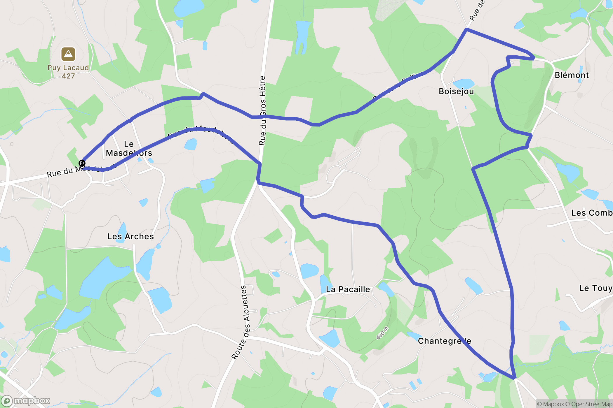 Chaptelat : carte du parcours de randonnée - France