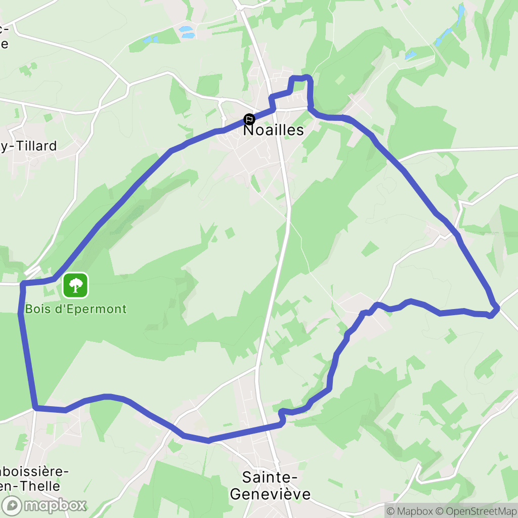 Noailles : carte du parcours de randonnée - France
