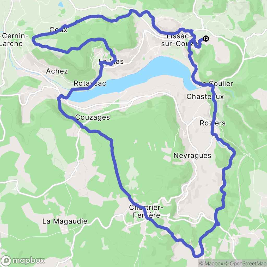 Lissac-sur-Couze : carte du parcours de randonnée - France